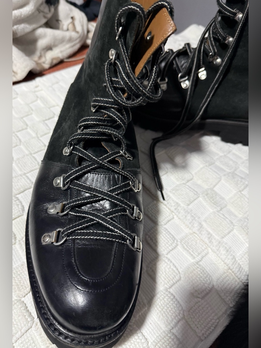 Grenson | Leather & Suede Lug Sole Boots | Black | Size 12 - Picture 5 of 16